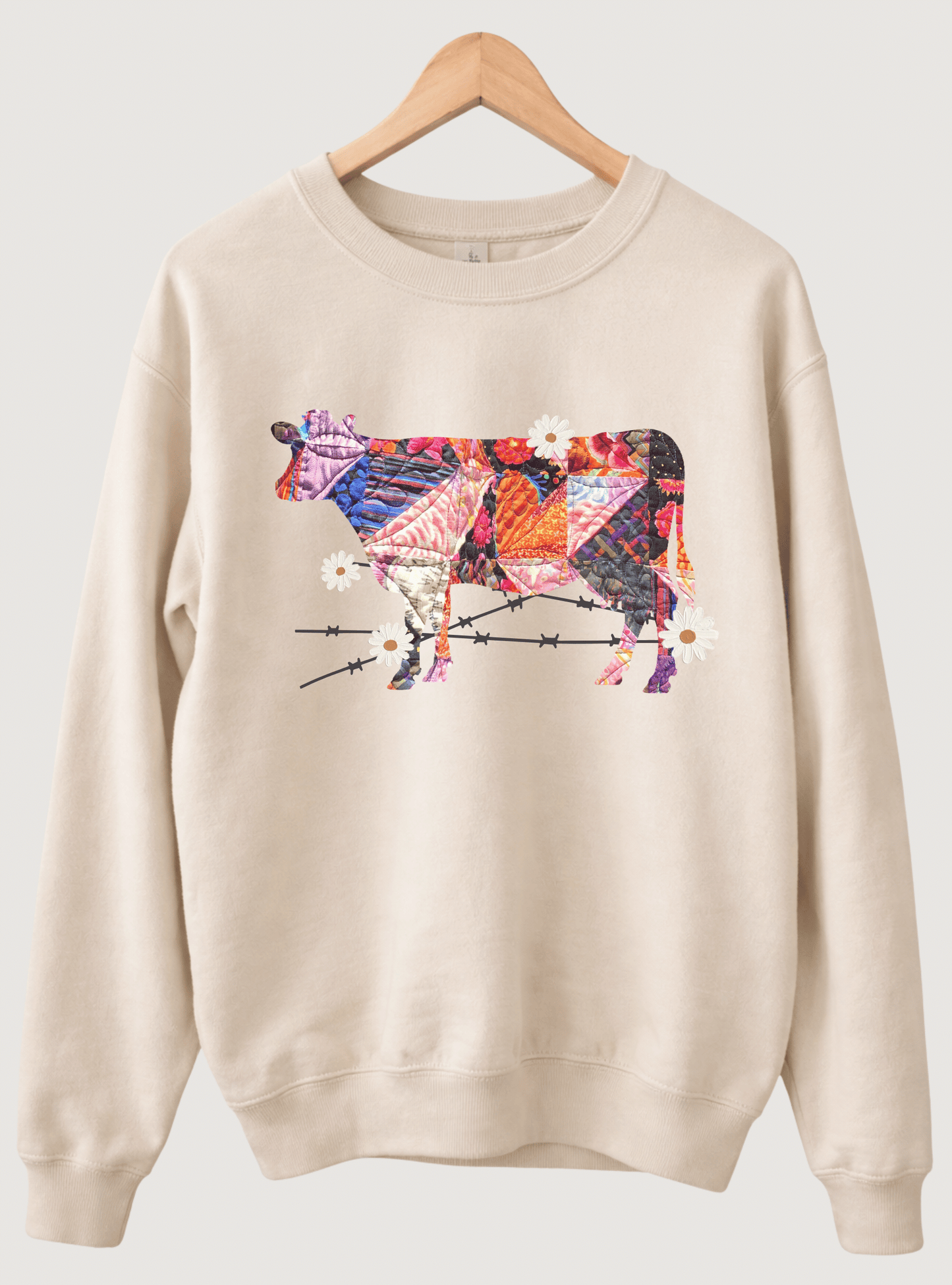 Patchwork Cow Crewneck