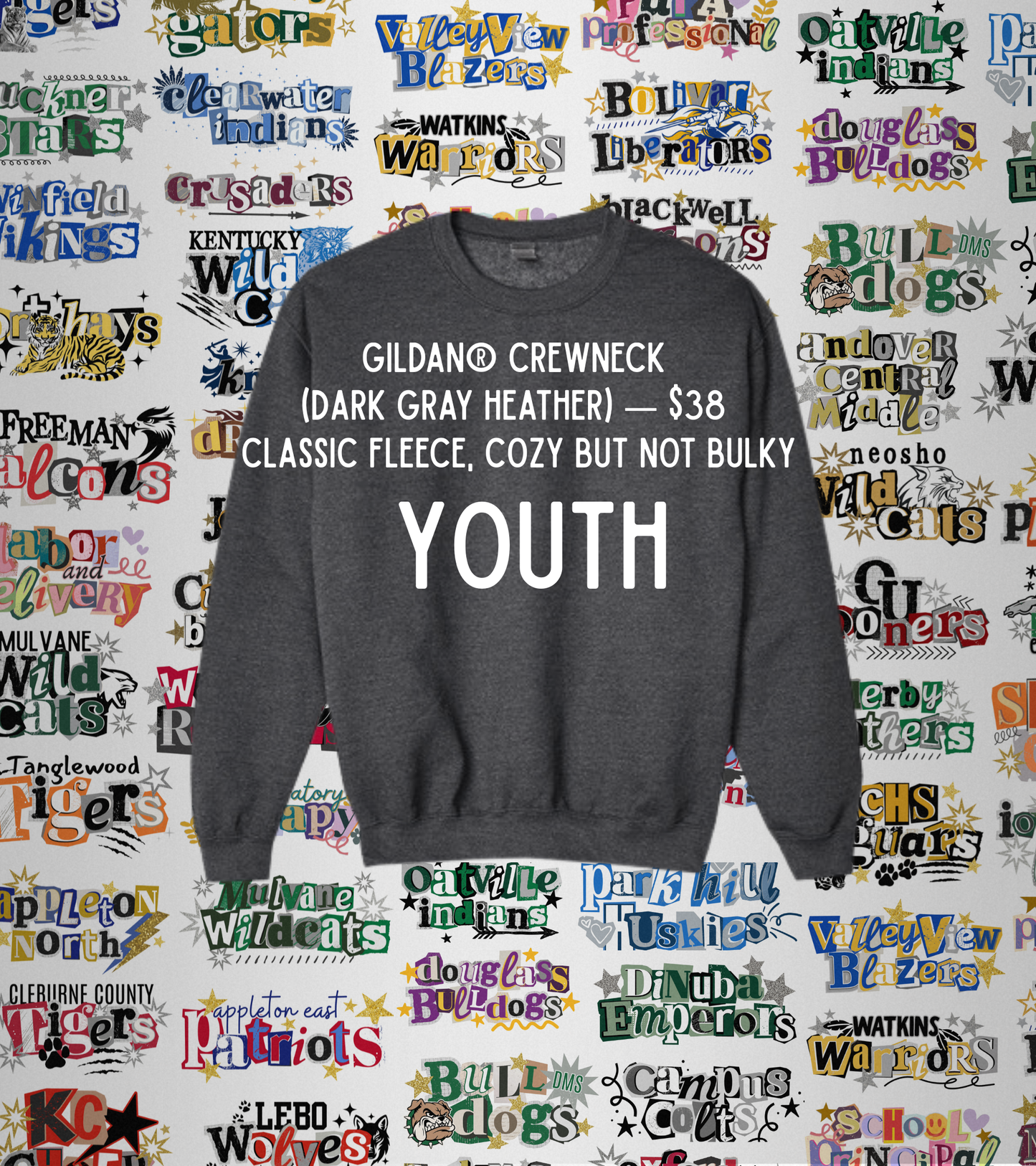 Custom School Spirit Scrapbook YOUTH Crewneck