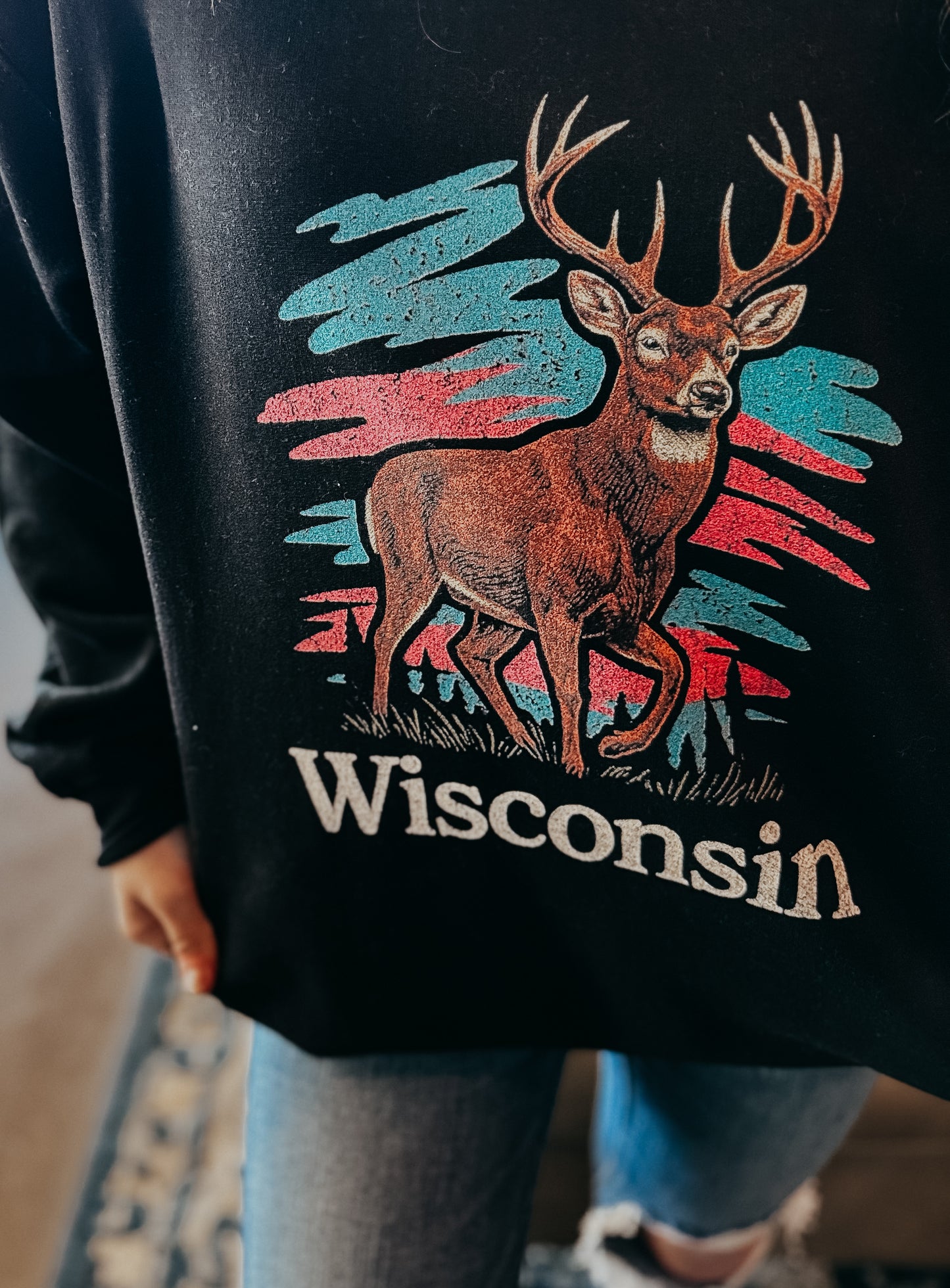 Wisconsin Retro Deer Crewneck