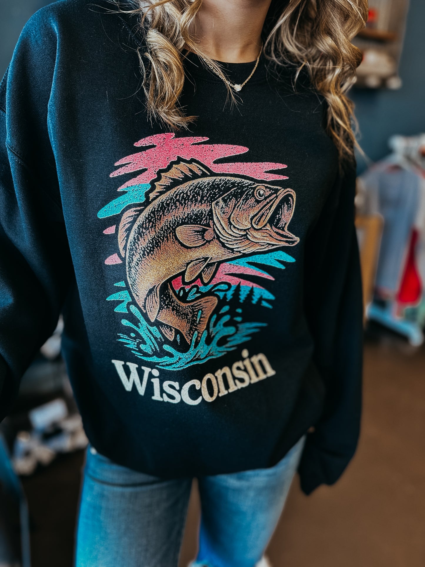 Wisconsin Retro Fish Crewneck