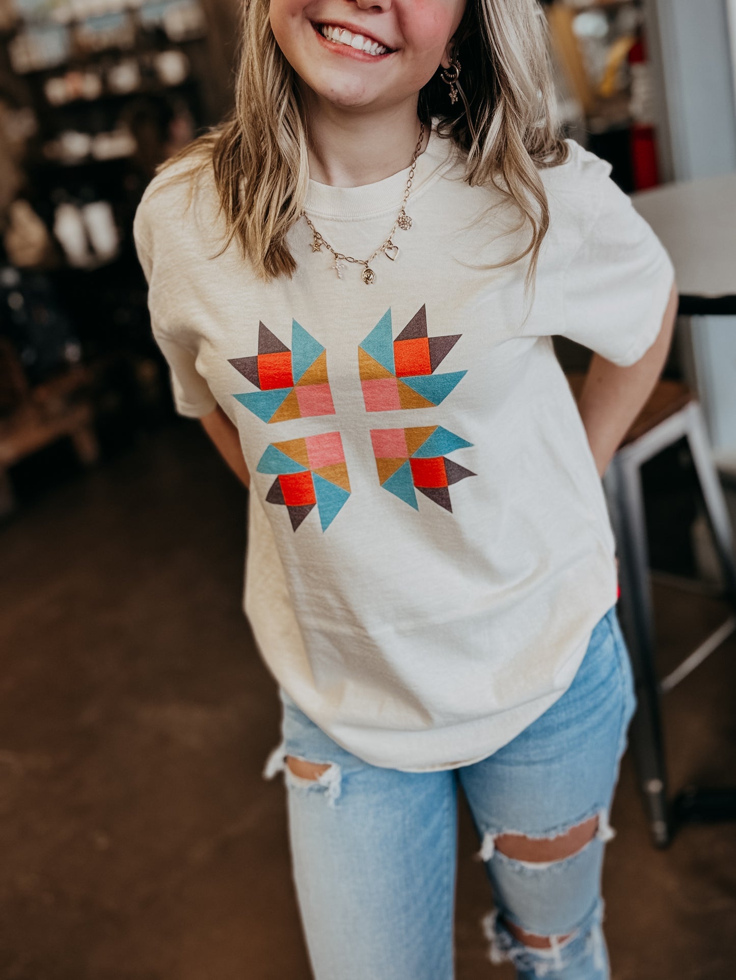 Geometric Quilt Block Tee