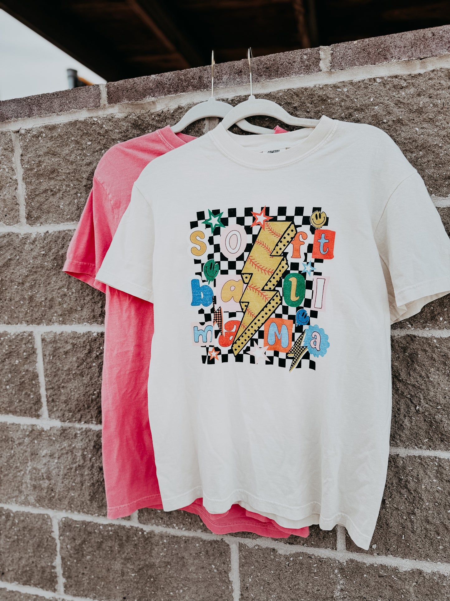 Checker Bolt Softball Mama Tee
