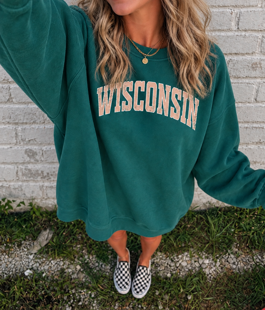 Peachy Teal Wisconsin Crewneck