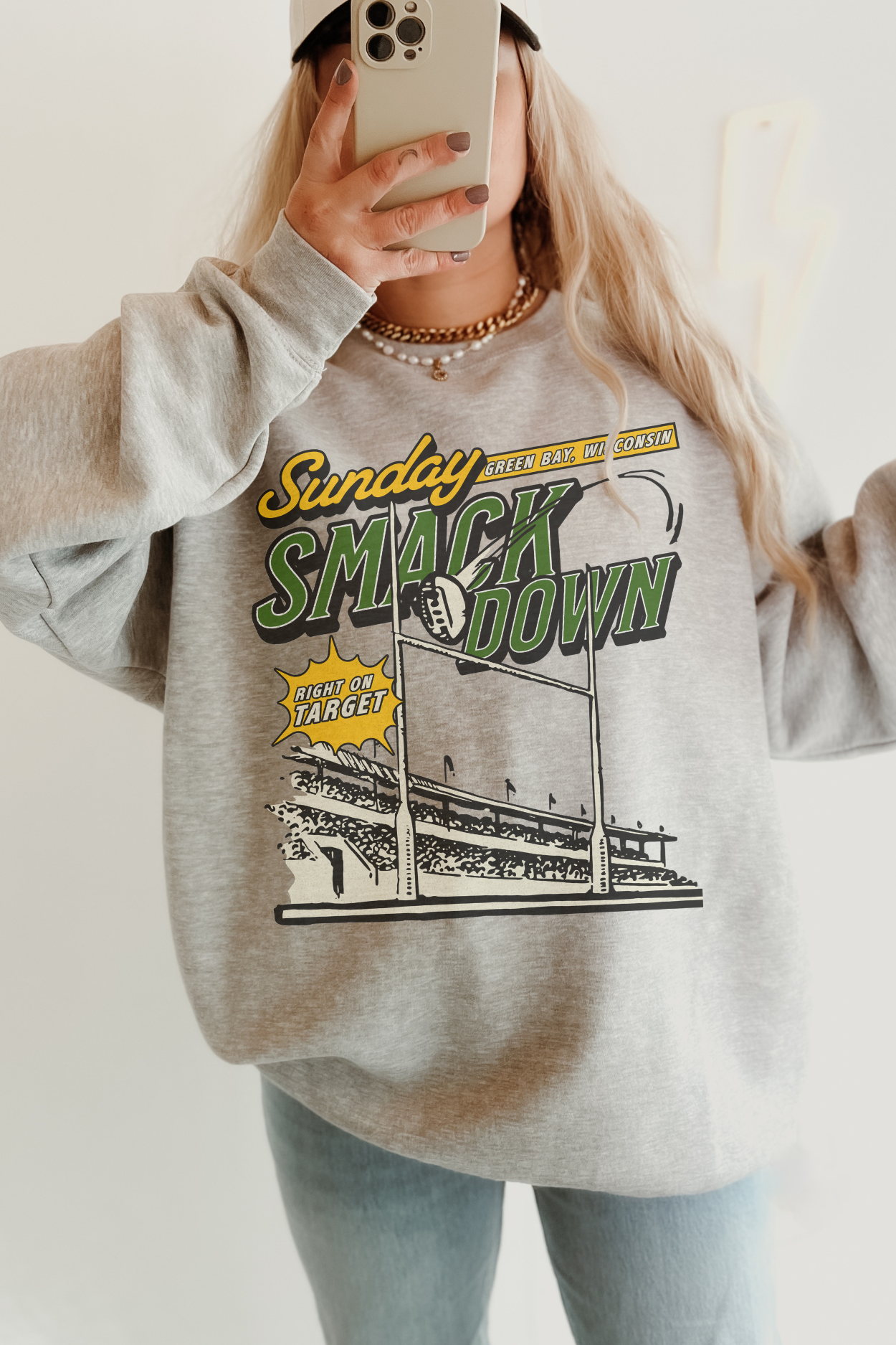 Sunday Smackdown Green Bay Wisconsin Vintage Football Crewneck
