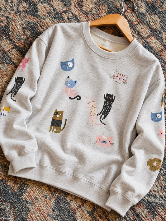 Cat Lady Energy All-Over Print Crewneck