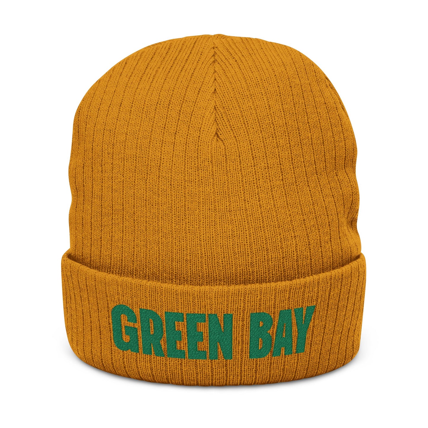 Green Bay Embroidered Cuffed Beanie – Mustard & Green