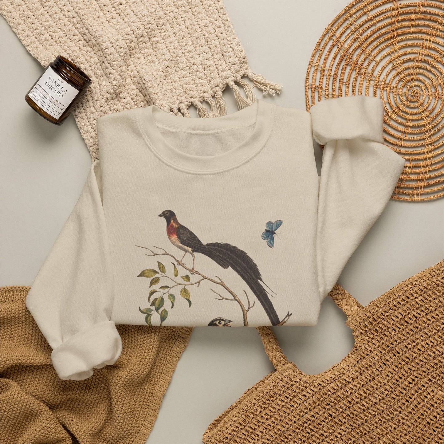 Vintage Bird Art Crewneck Sweatshirt