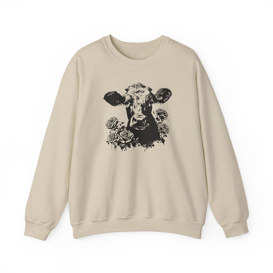 Cow and Roses Crewneck