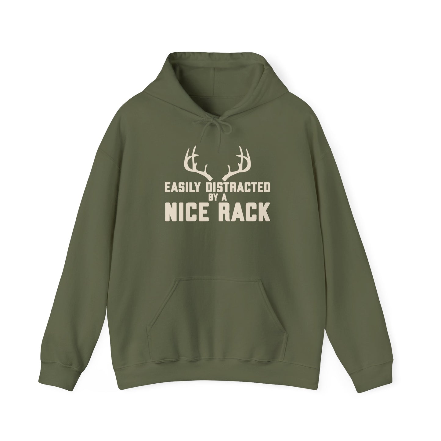 Easily Distracted by a Nice Rack Hoodie | Funny Deer Hunting Sweatshirt