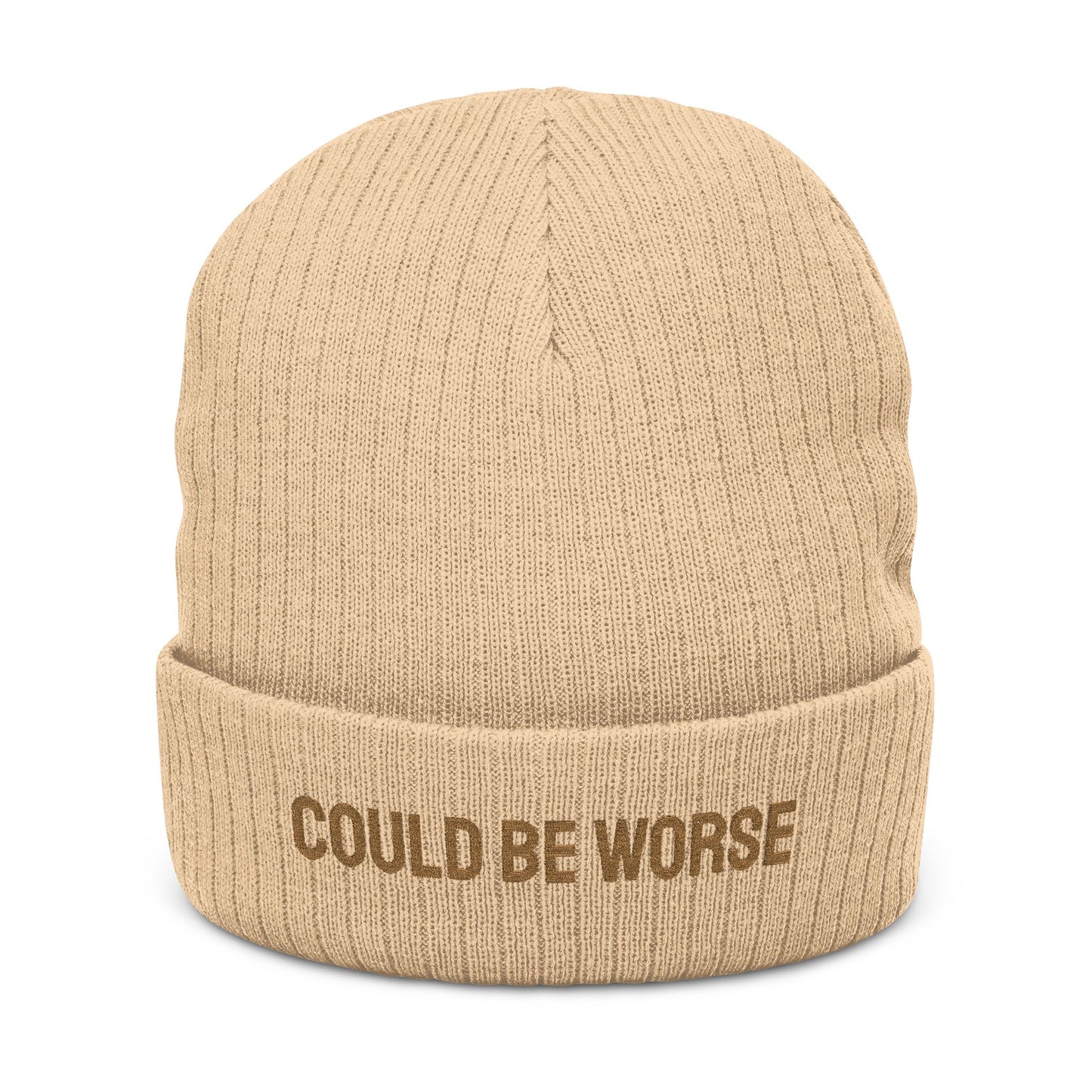Could Be Worse Embroidered Beanie | Funny Neutral Winter Hat