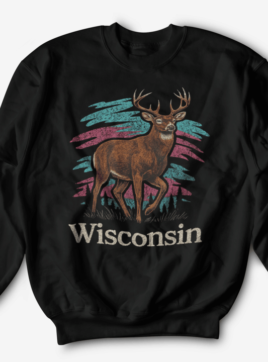 Wisconsin Retro Deer Crewneck