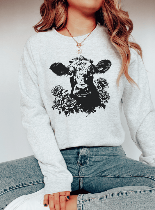 Cow and Roses Crewneck