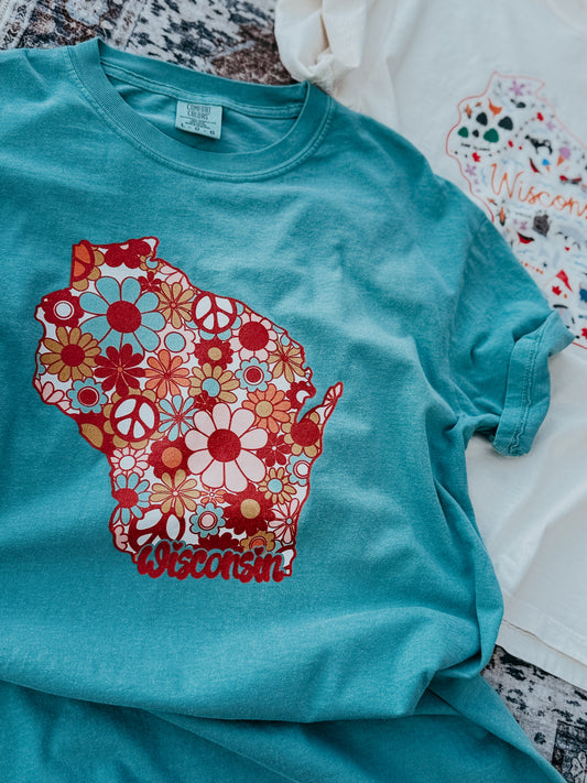Wisconsin Boho Floral Tee