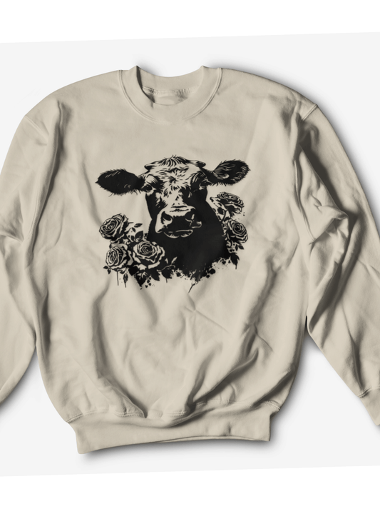 Cow and Roses Crewneck