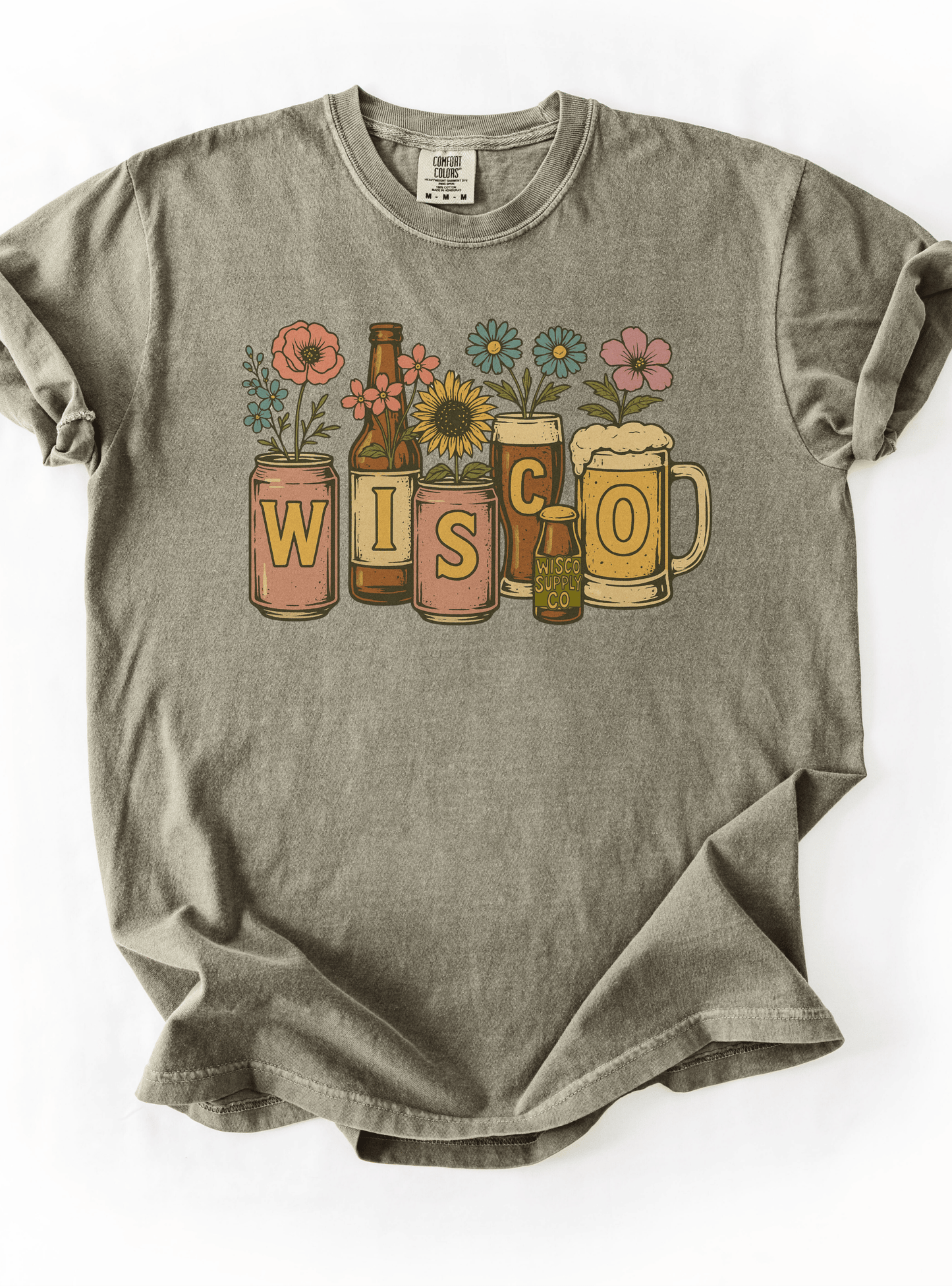 Wisconsin Floral Beer Mugs Tee