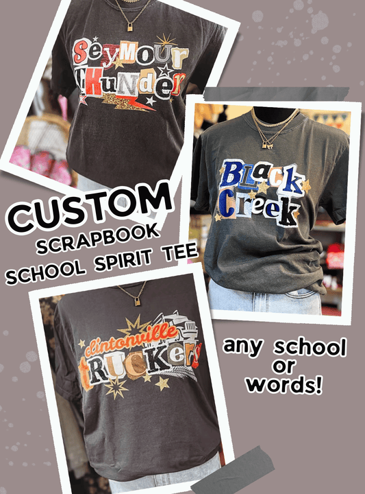 Custom School Spirit T-Shirt — Personalized Scrapbook Design (Any School/Team)