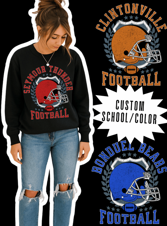 Custom Football Team Crewneck Sweatshirt — Personalized School/Club Football Design