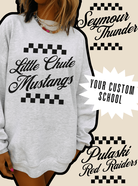 Vintage Checker Custom School Crewneck