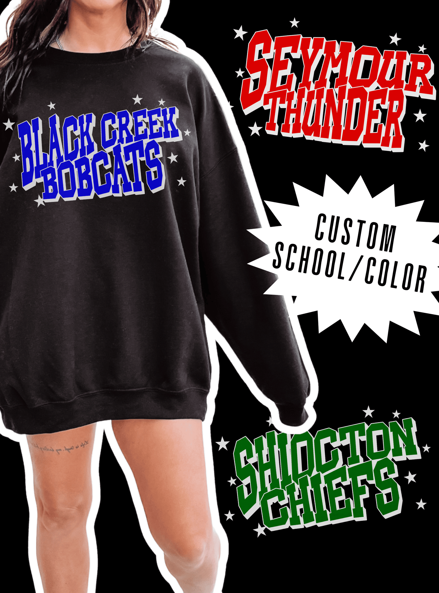 Bold Streetwear Crewneck - Custom School/Team Name