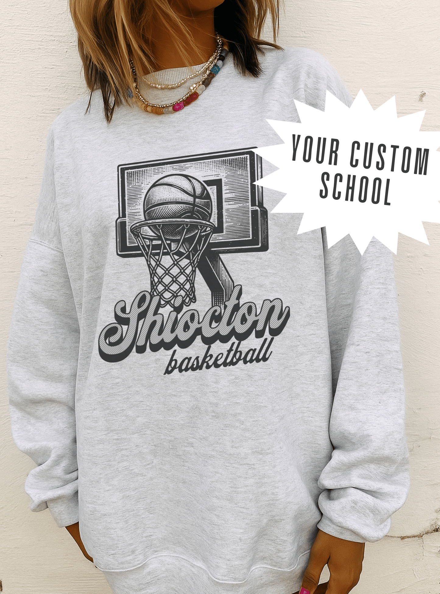 Basketball Hoop Crewneck Sweatshirt — Custom School