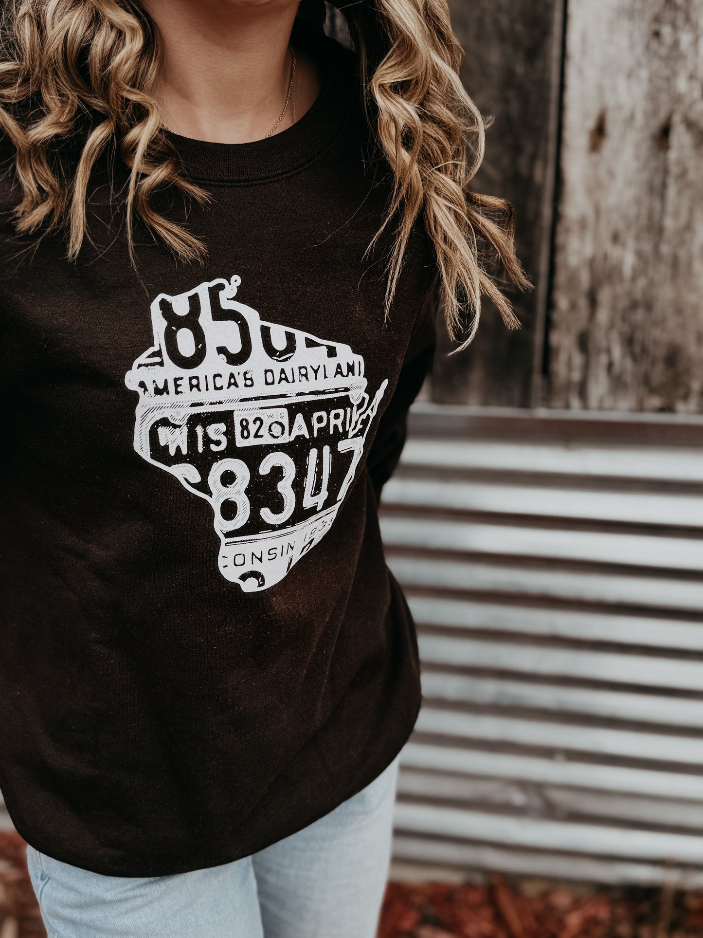 Wisconsin License Plate Map Sweatshirt