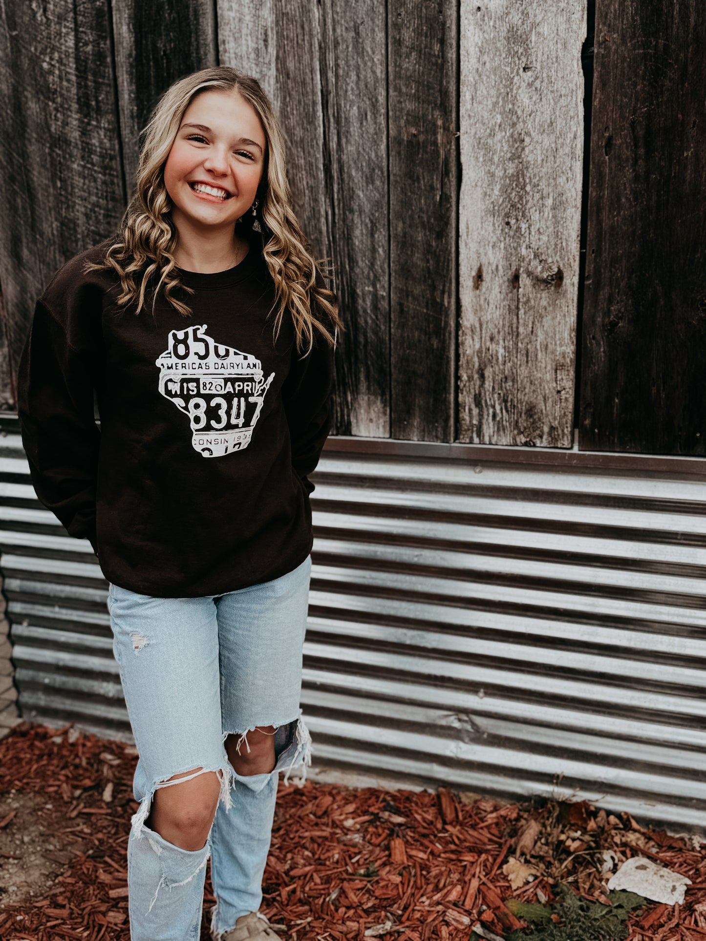 Wisconsin License Plate Map Sweatshirt