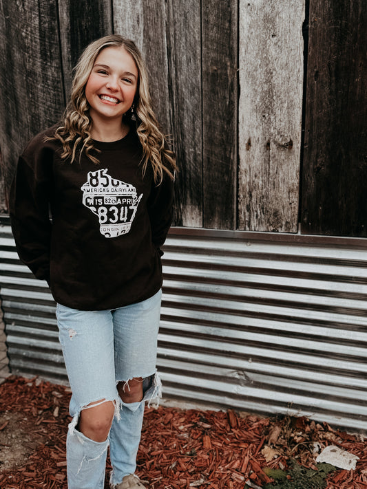 Wisconsin License Plate Map Sweatshirt