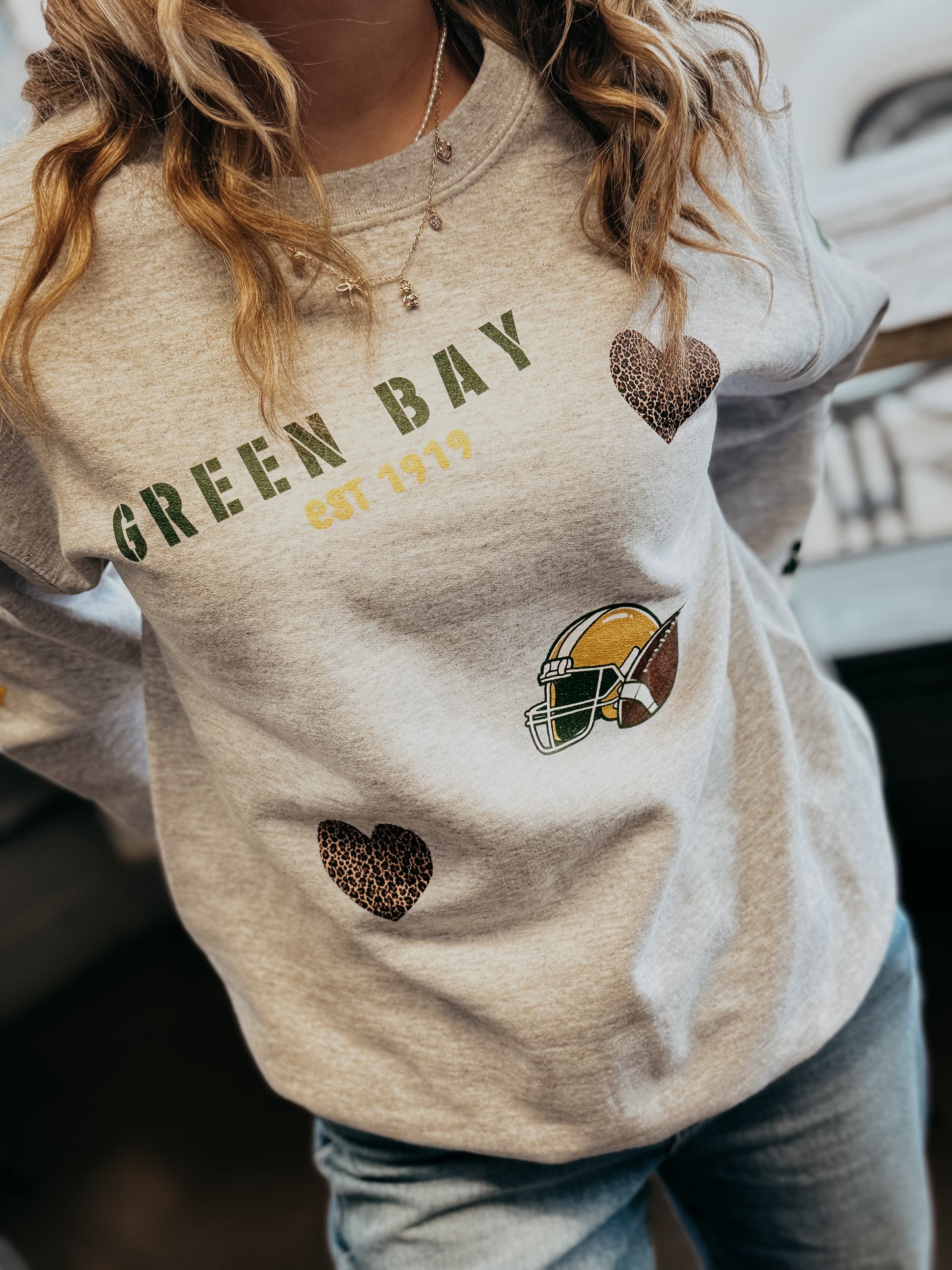 Green Bay Football Sticker Crewneck