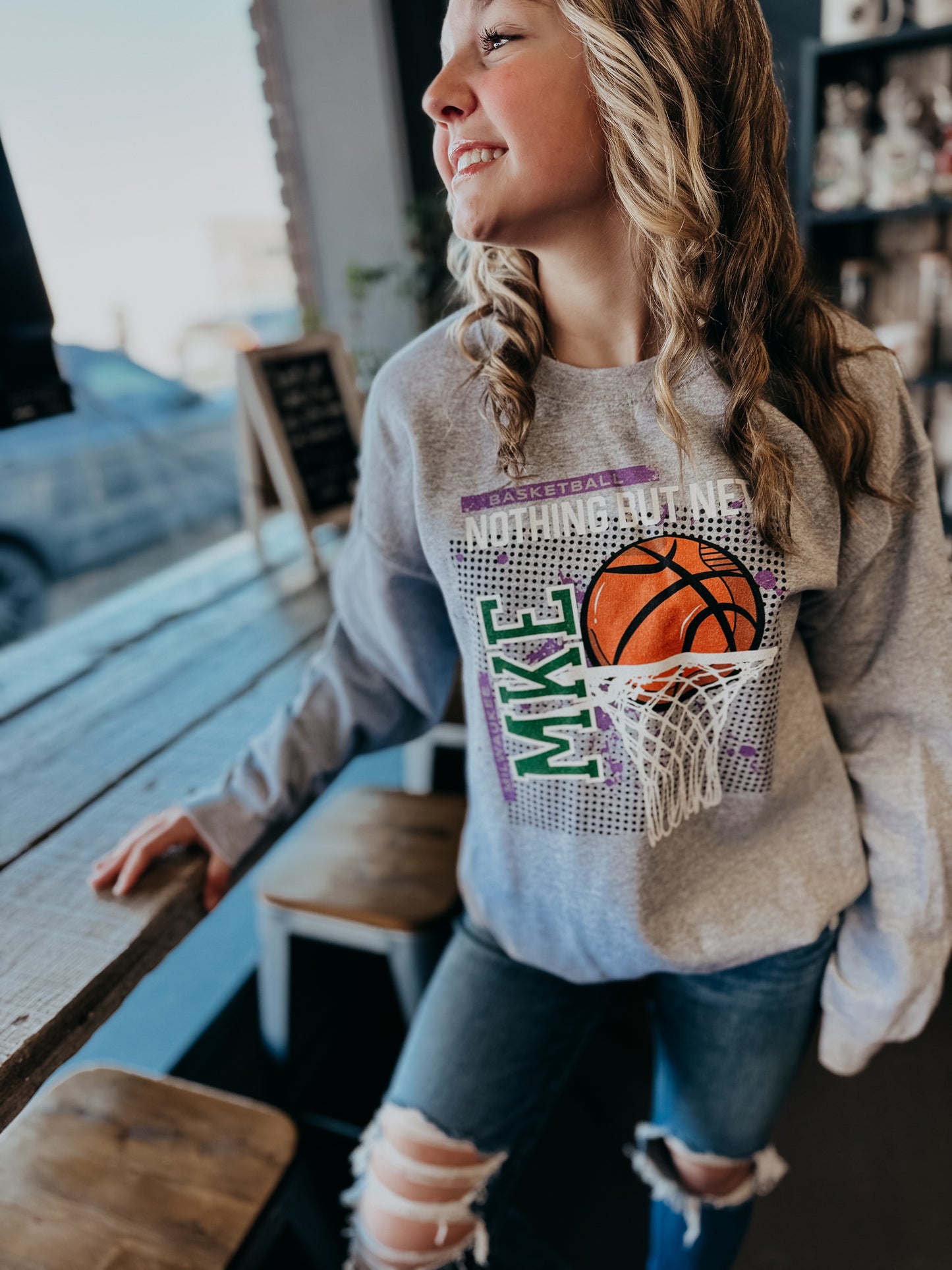 MKE Milwaukee Basketball Crewneck