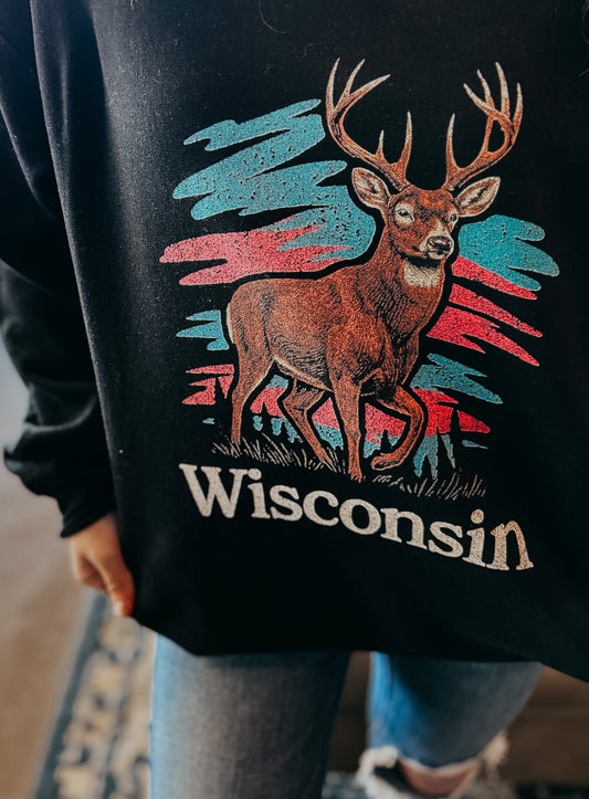 Wisconsin Retro Deer Crewneck