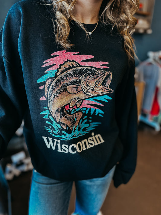 Wisconsin Retro Fish Crewneck