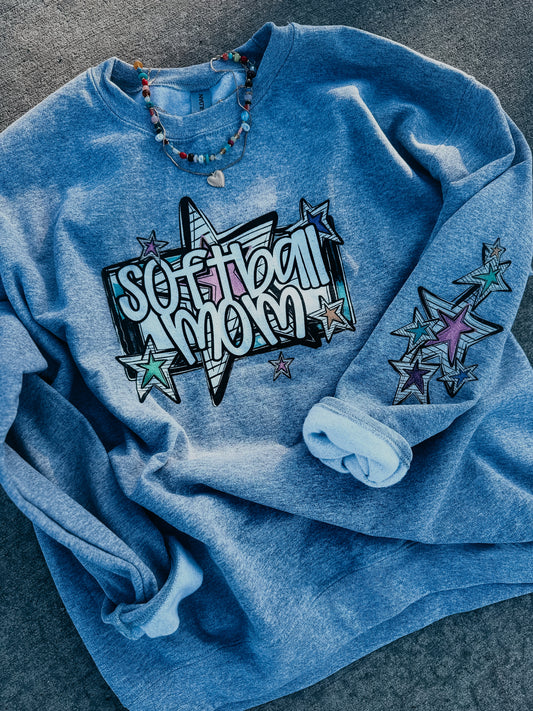 Softball Mom Star Crewneck Sweatshirt