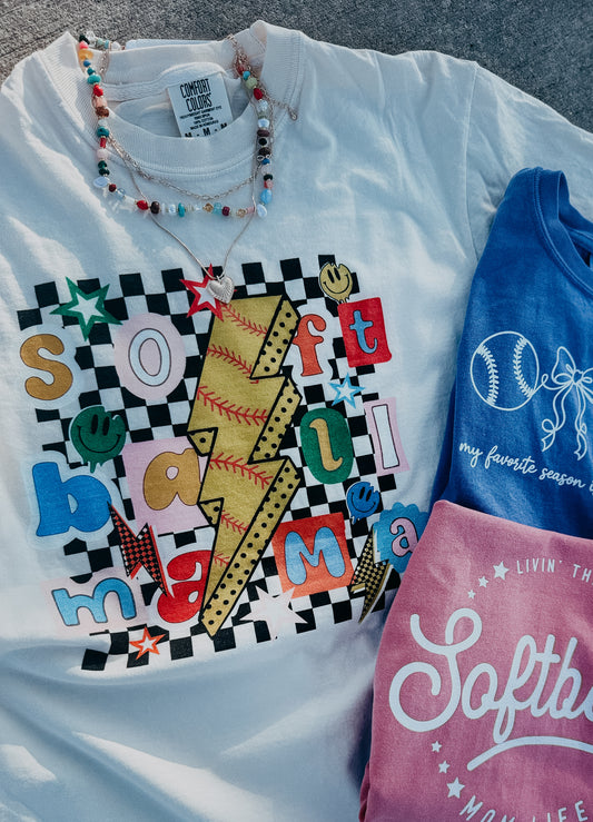 Checker Bolt Softball Mama Tee