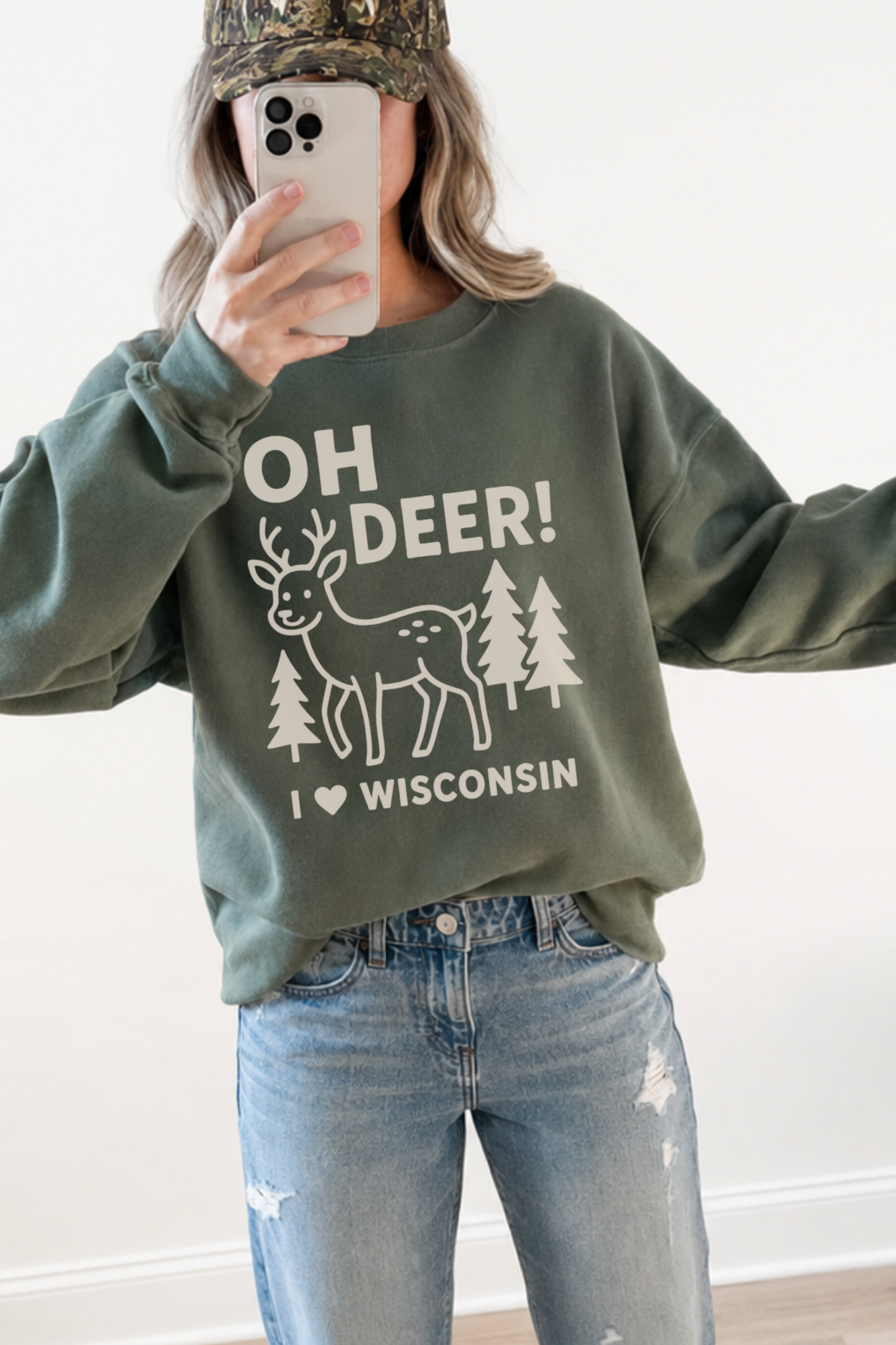 Oh Deer Wisconsin Crewneck Sweatshirt