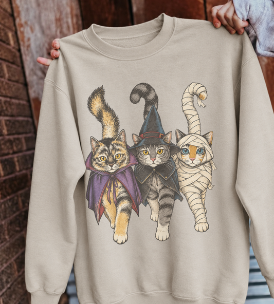 Spooky Cats Halloween Crewneck Sweatshirt