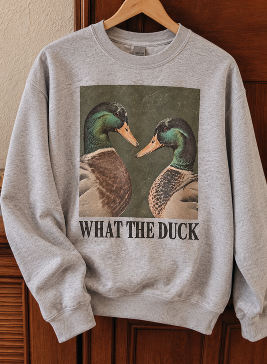 What The Duck Vintage Mallard Graphic Crewneck Sweatshirt