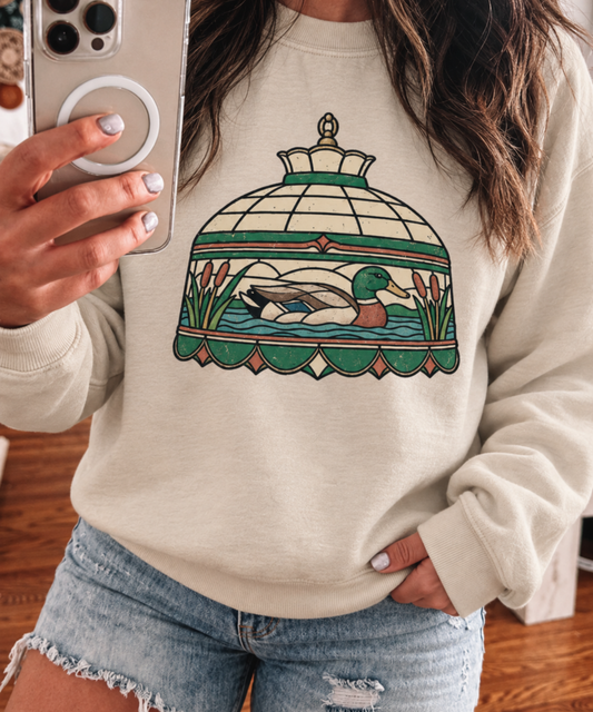 Vintage Mallard Duck Lamp Graphic Crewneck Sweatshirt