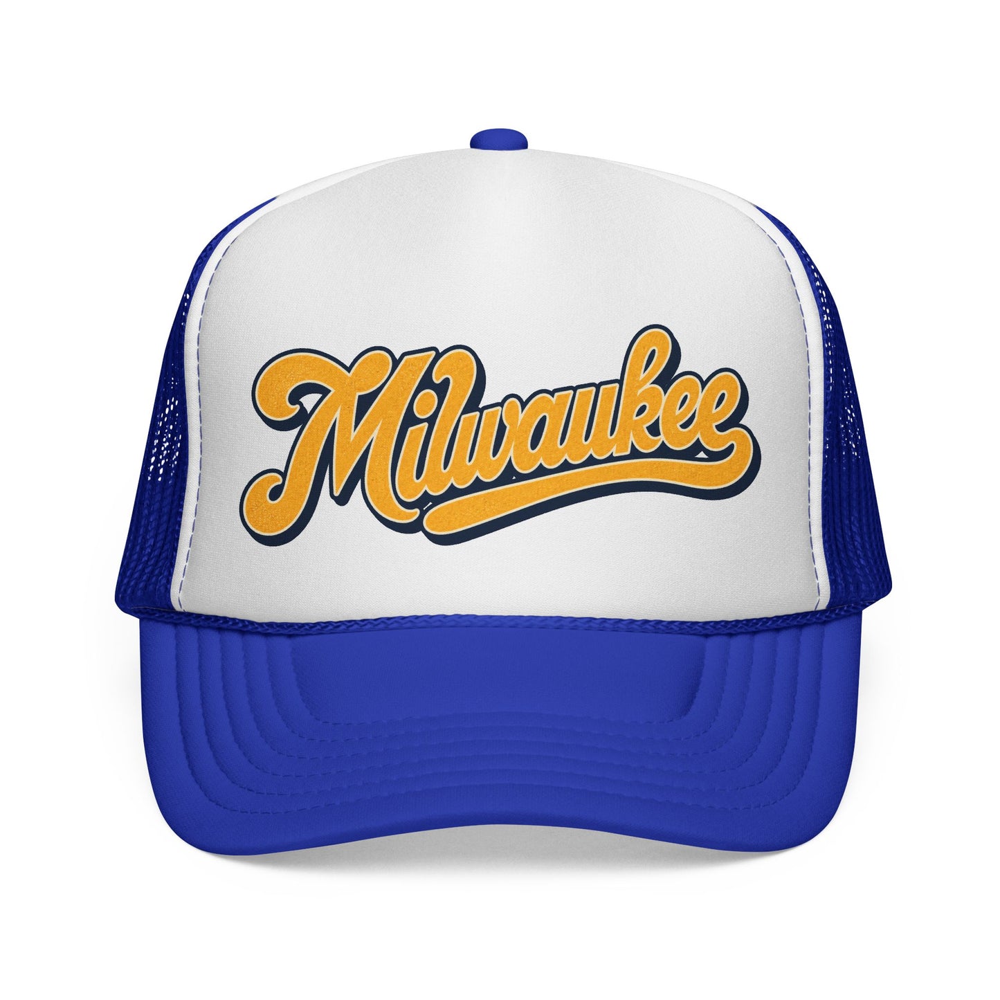 Milwaukee Retro Script Trucker Hat – Royal Blue & White