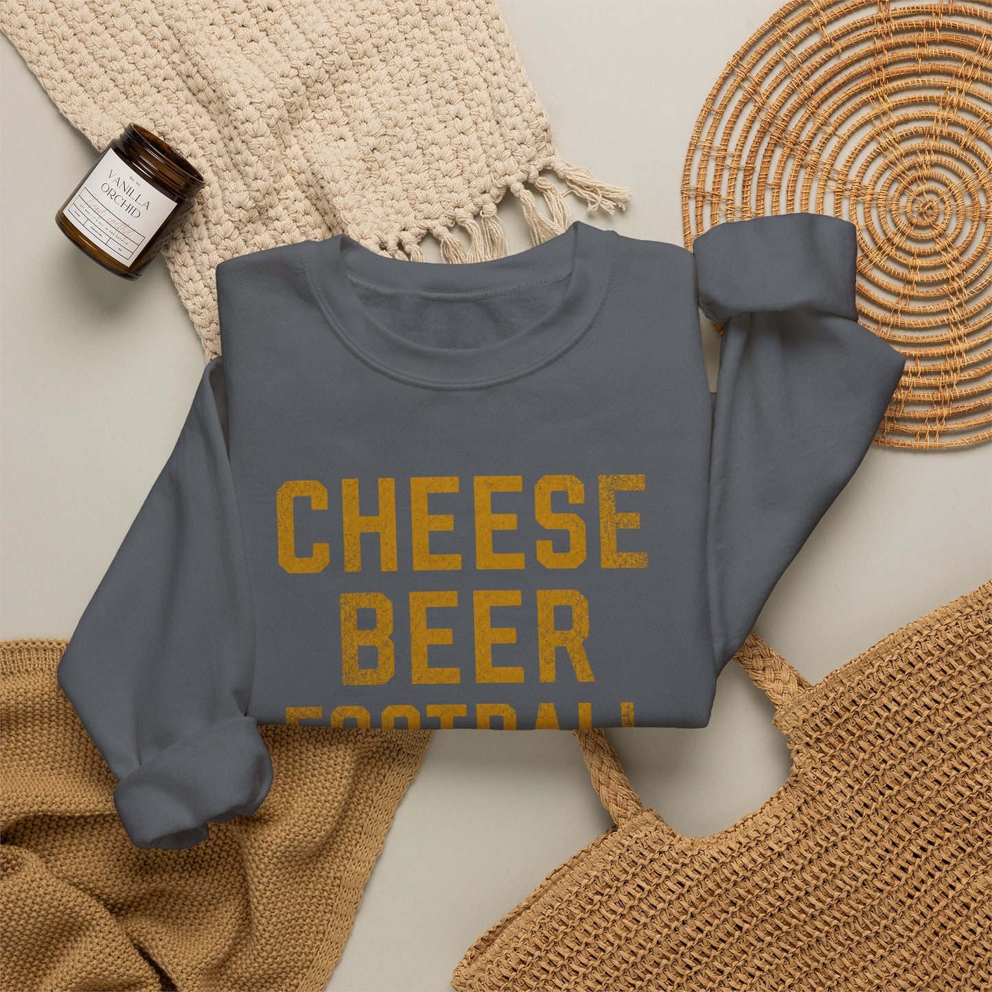 Cheese Beer Football Crewneck