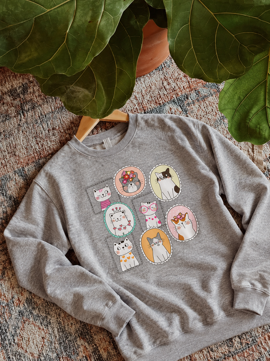 Cat Family Portrait Gallery Crewneck Sweatshirt