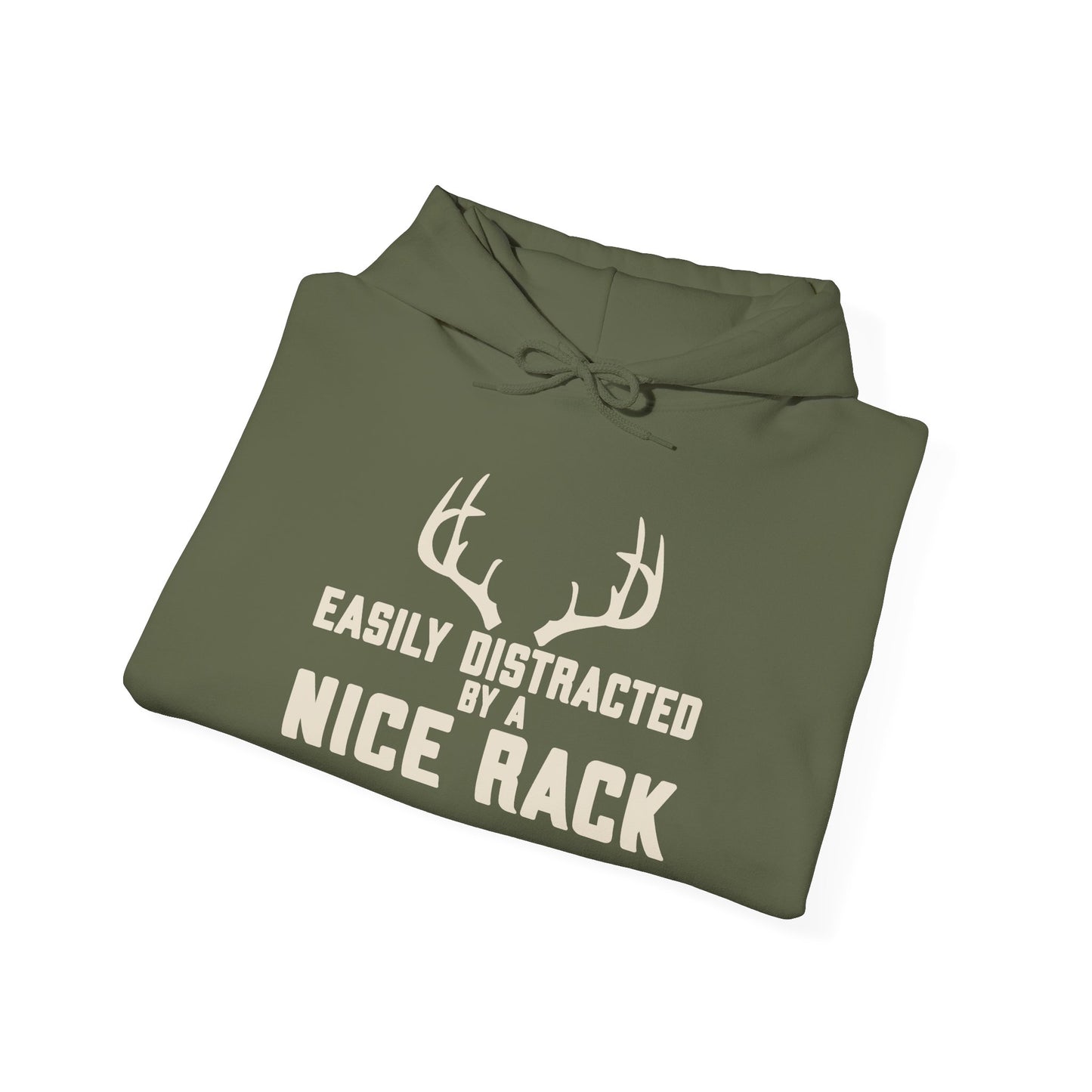 Easily Distracted by a Nice Rack Hoodie | Funny Deer Hunting Sweatshirt