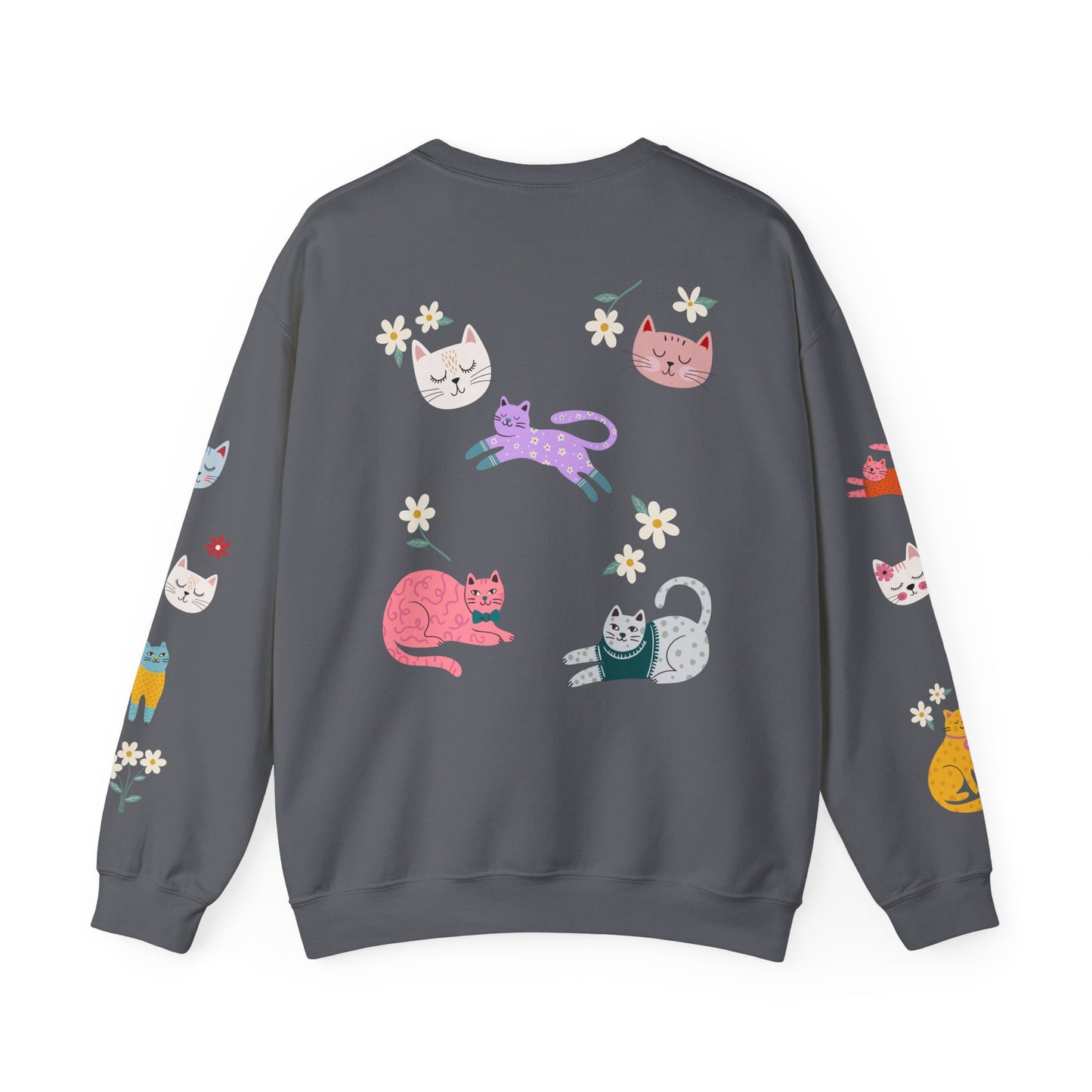 Cats & Daisies All-Over Print Crewneck Sweatshirt