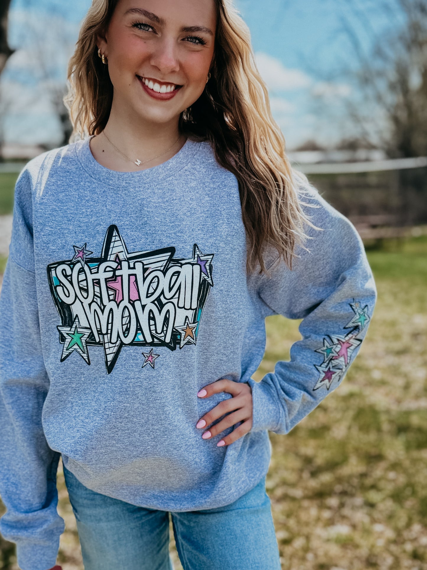 Softball Mom Star Crewneck Sweatshirt