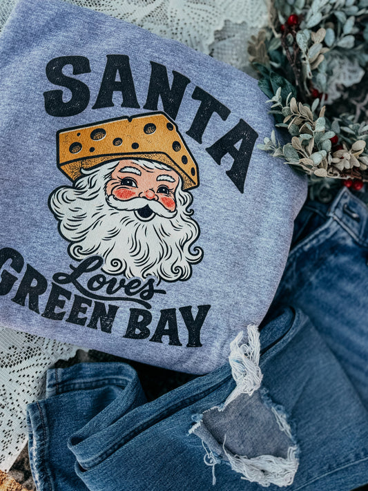 Santa Loves Green Bay Vintage Christmas Crewneck Sweatshirt