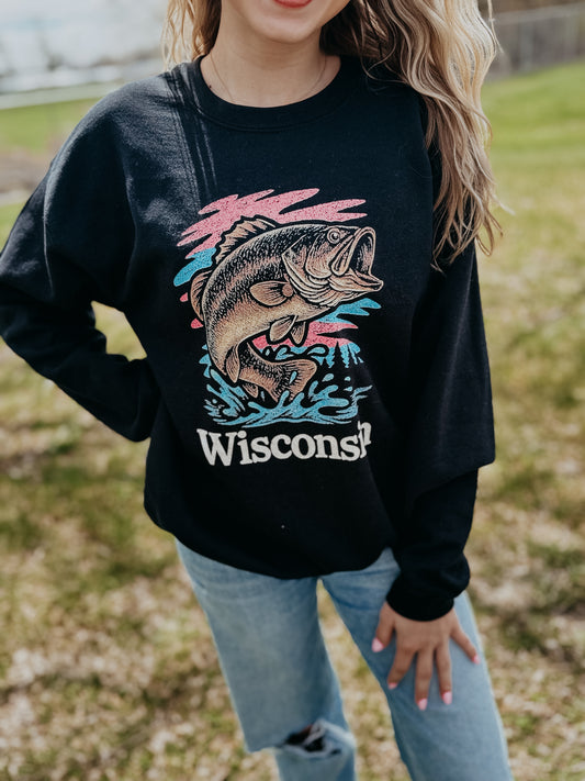 Wisconsin Retro Fish Crewneck
