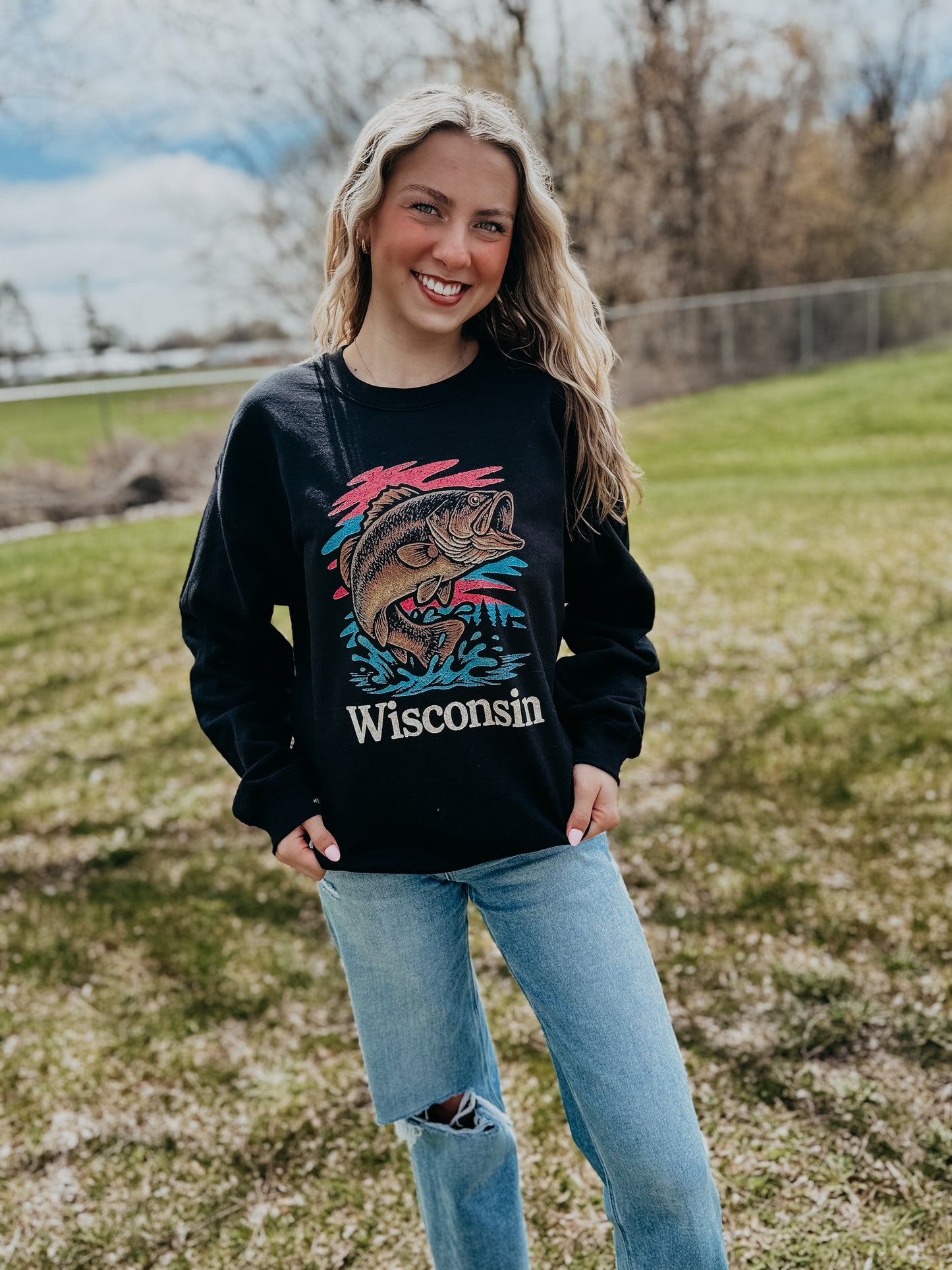 Wisconsin Retro Fish Crewneck