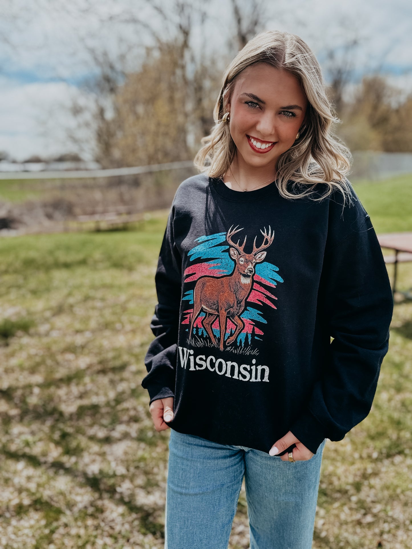 Wisconsin Retro Deer Crewneck
