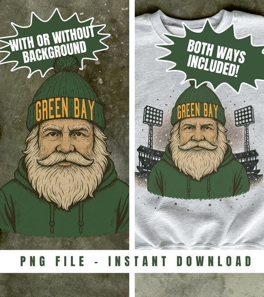 Digital Download - Green Bay Santa PNG